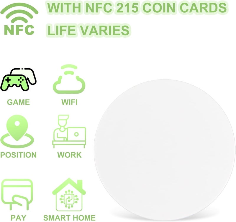 Telooco NFC Tag NFC Stickers White NTAG215 Tag Rewritable Round Coin NFC Cards with Adhesive Back Compatible with Tagmo NFC Enabled Mobile Phones(30Pcs) - Image 4